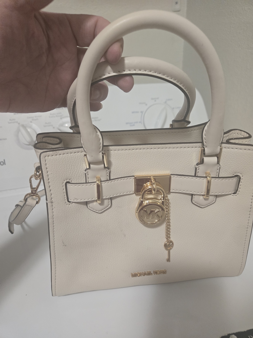 Michael Kors Cream Top-Handle Satchel-look At Photos Little Marks